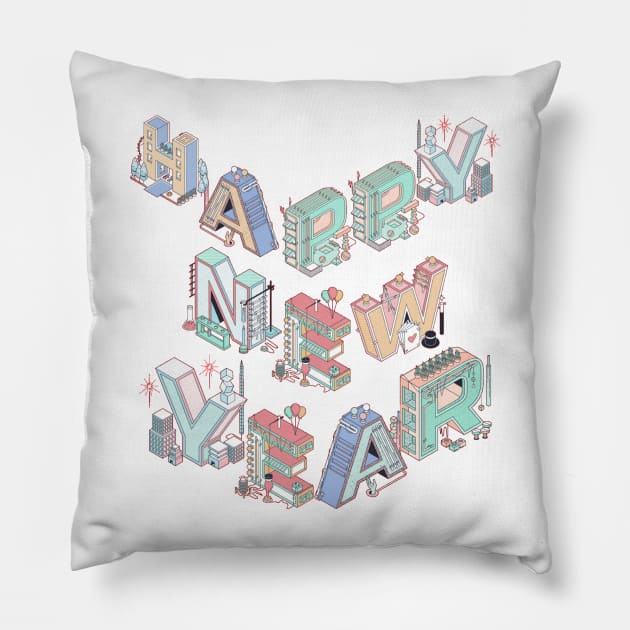 Happy Digital New Year 2023 Pillow by Trendy-Now