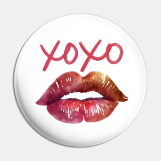 Red Lipstick Kiss XOXO Pin