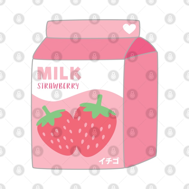 Strawberry Milk Carton Kawaii Cute Strawberries by CandyMoonDesign