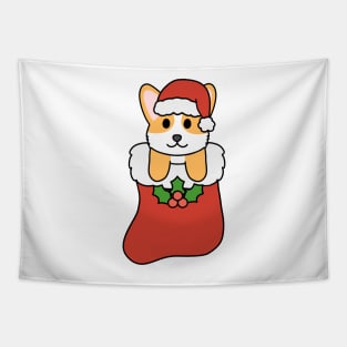 Christmas Corgi Stocking Tapestry