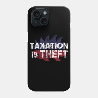 Libertarian Porcupine Taxation is theft - white Phone Case