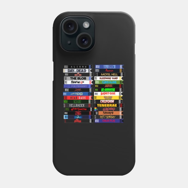 VHS 80s Horror Movie Stacks Phone Case by darklordpug