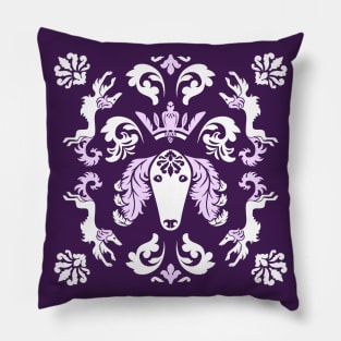 The Spirit of Saluki Damask (Purple) Pillow
