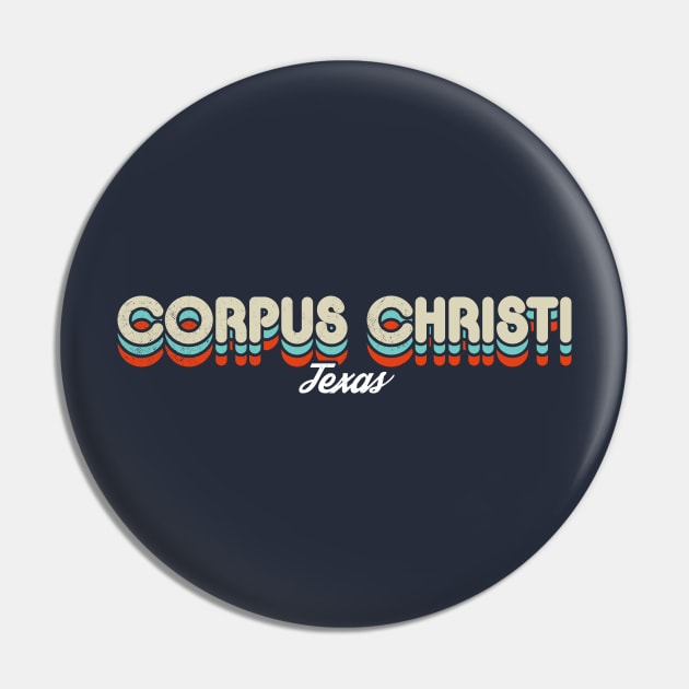 Retro Corpus Christi Texas Blue Pin by rojakdesigns