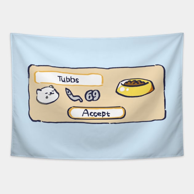 tubbs the cat with its hefty gift of 69 fish / kitty collector Tapestry by mudwizard