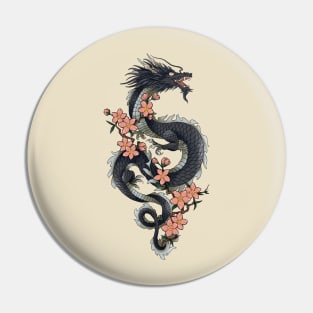 Dragon and cherry blossoms Pin