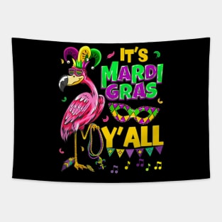 Funny Carnival Party Idea Flamingo Mardi Gras Tapestry