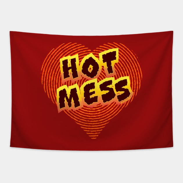 Hot Mess Heart Tapestry by MikeCottoArt