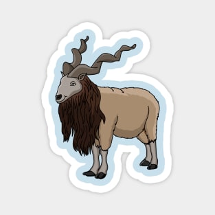 Markhor goat cartoon illustration Magnet