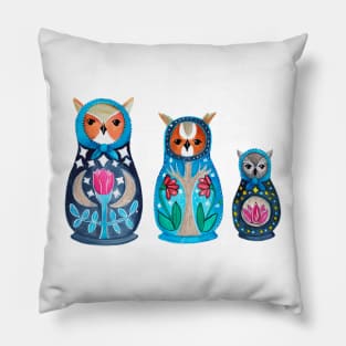 Owl Nesting Dolls - Set 3 Pillow