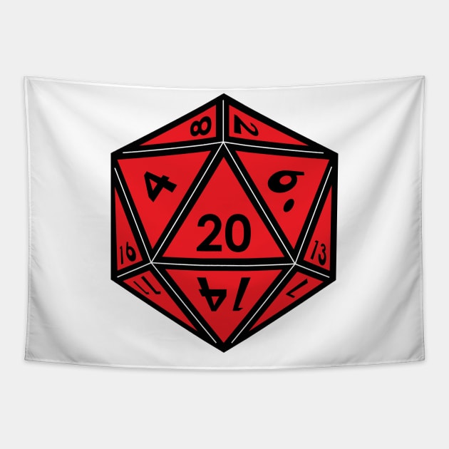 (Pocket) Red D20 Dice (Black Outline) Tapestry by Stupid Coffee Designs