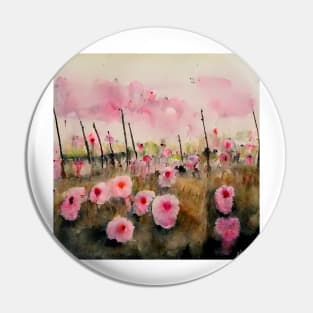 Cute pink watercolor flower field Pin