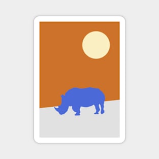 Rhino in the full moon night Magnet