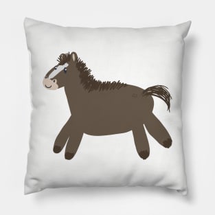 Horse drawn badly- brown Pillow