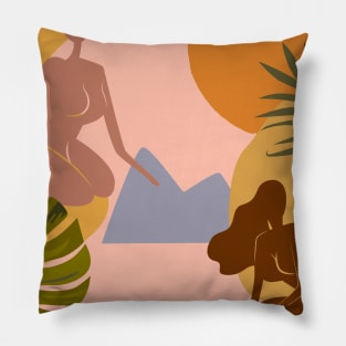 Woman and Desert - boho minimalist #3 Pillow