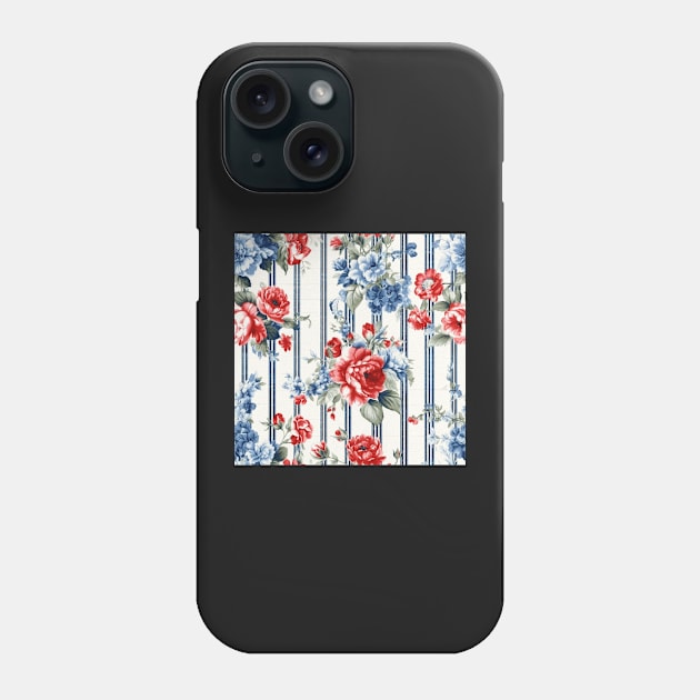 Red White and Blue Patriotic Shabby Floral Phone Case by VintageFlorals