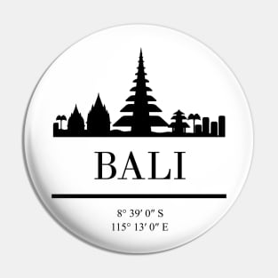 BALI INDONESIA BLACK SILHOUETTE SKYLINE ART Pin