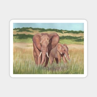 Elephants on a walk Magnet