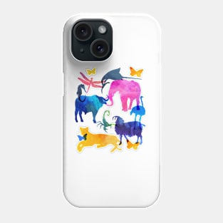 Abstract watercolor animals, rainbow colors Phone Case