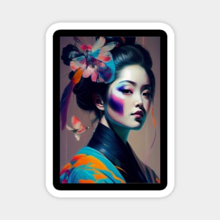 Japanese Geisha In Colorful Oil Paints. Gift Idea For Japan Fans 2 Magnet