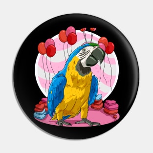 Blue and Yellow Macaw Valentines Day Parrot Bird Pin