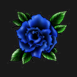 New School Blue Rose Flower T-Shirt