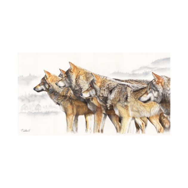 United We Stand wolf pack drawing by Mightyfineart