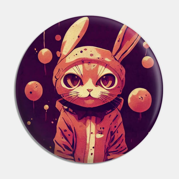 Shy cat disguised as a rabbit Pin by etherElric