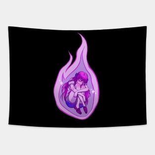 Anime Girl, Flame, Digital Painting Tapestry