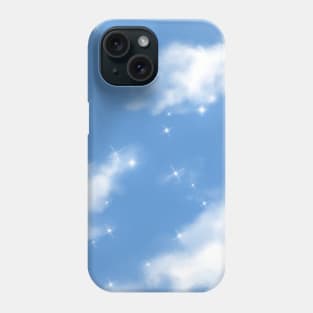 Blue Sky Clouds & Stars Kawaii Aesthetic Phone Case