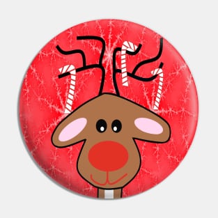 REINDEER Christmas Red With Snowflakes Pin