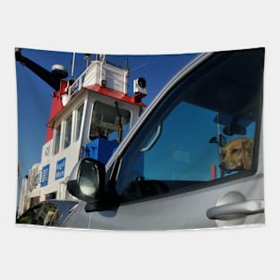 A dog travelling on the ferry from Jura, Scotland Tapestry