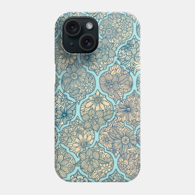 Moroccan Floral Lattice Arrangement - aqua / teal Phone Case by micklyn