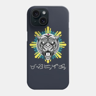 Philippine Sun Tribal line Art Tiger / Baybayin word Masidlak (Shining very Bright) Phone Case