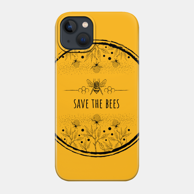 Clover flowers with save the bees black - Bees - Phone Case