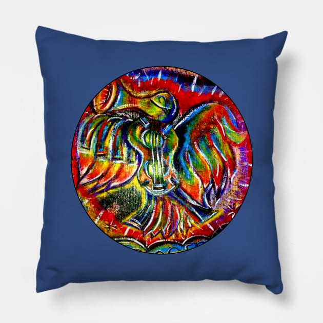 Jazzy Bird Pillow by artbyomega