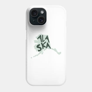 Alaska Doodle Letters Map Outline- green Phone Case