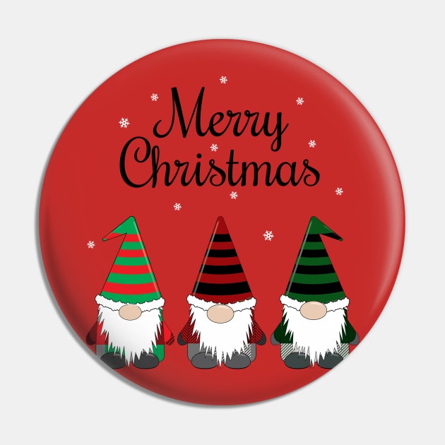 Merry Christmas Gnomes Black Pin by KevinWillms1