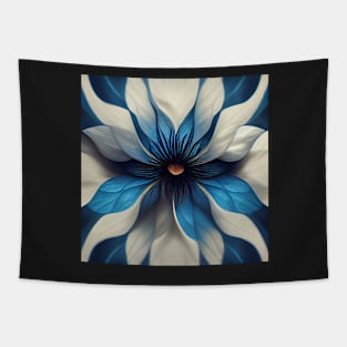 psychedelic flower, blue and white 02 Tapestry