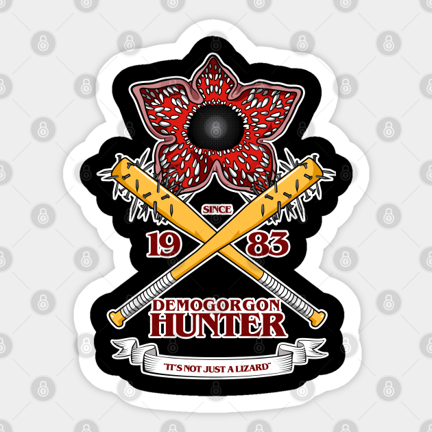 Stranger Things 3 Demogorgon Hunter V1 Stranger Things Sticker Teepublic | download free and paid 3d printable stl files. stranger things 3 demogorgon hunter v1