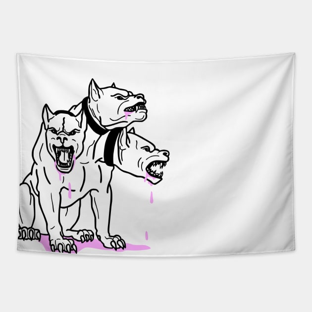 Cerberus Pink Ink Tapestry by MaxGraphic