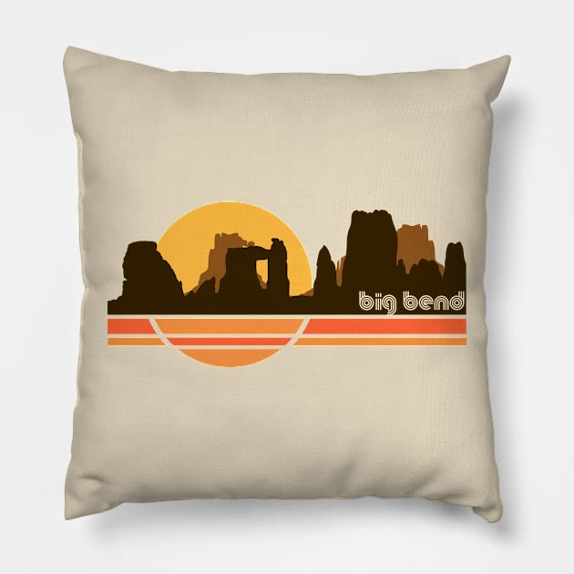 Big Bend National Park Retro 70s Tourist Souvenir Pillow by darklordpug