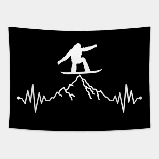 Awesome Snowboarder Heartbeat Snowboarding Tapestry