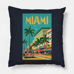 A Vintage Travel Poster of Miami - Florida - US Pillow