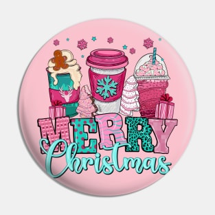 Pink Christmas Coffee Cup Cake Sweet Merry Xmas Pin