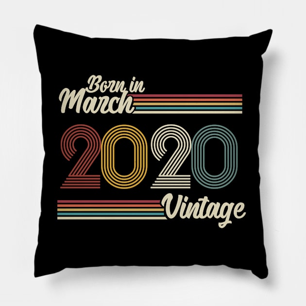 Vintage Born in March 2020 Pillow by Jokowow