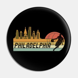 Basketball Fans Philadelphia Cityscape Pin