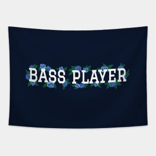 Bass Player Blue Roses and Leaves Tapestry