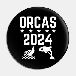 Orcas 2024 Funny Politics Orca Sinking Boat Election Pin