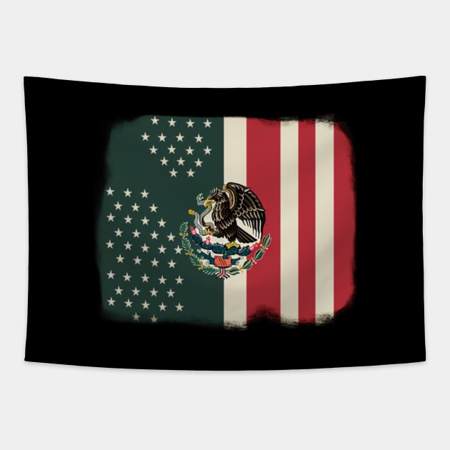 Mixed Mexican American Flag, Proud to be Mexican, Immigration Tapestry by Pattyld